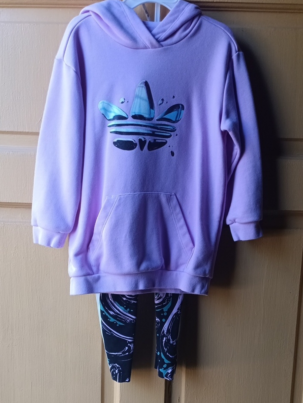 adidas Lavender Hoodie with Teal Metallic Trefoil